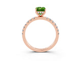 Rose gold Emerald Cut Peridot Pave Band Solitaire Ring with Four-Prong Setting_27