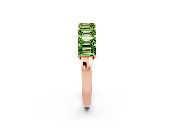 Rose gold Emerald Cut Peridot Prong-Set Eternity Band