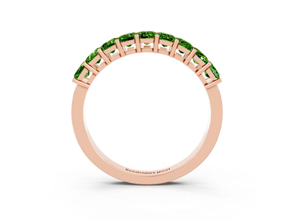 Rose gold Emerald Cut Peridot Prong-Set Eternity Band