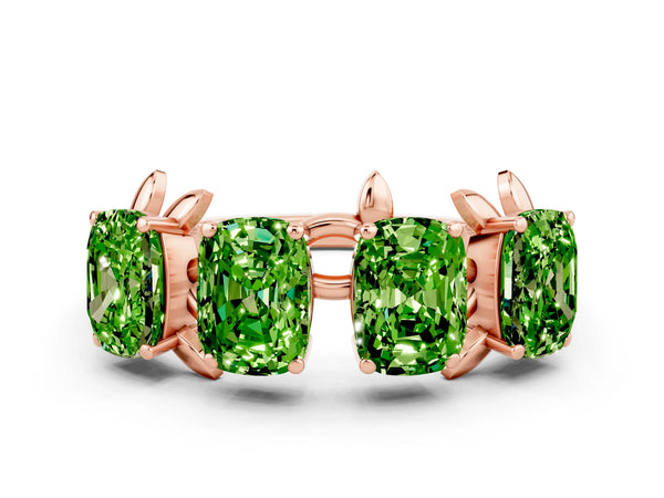 Rose gold Emerald Cut Peridot Prong-Set Half Eternity Band