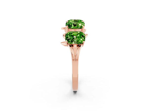 Rose gold Emerald Cut Peridot Prong-Set Half Eternity Band