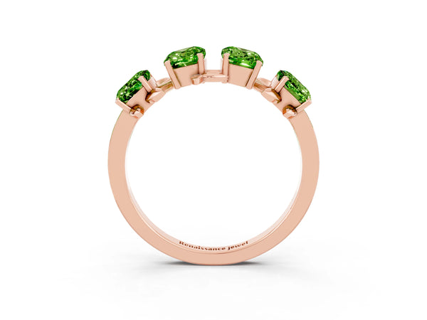 Rose gold Emerald Cut Peridot Prong-Set Half Eternity Band
