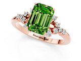 Rose gold Emerald Cut Peridot Ring with Side Stones and Four-Prong Setting_37