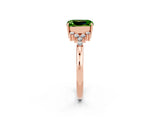 Rose gold Emerald Cut Peridot Ring with Side Stones and Four-Prong Setting_38