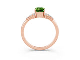 Rose gold Emerald Cut Peridot Ring with Side Stones and Four-Prong Setting_39