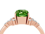 Rose gold Emerald Cut Peridot Ring with Side Stones and Four-Prong Setting_40
