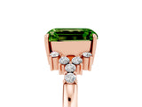Rose gold Emerald Cut Peridot Ring with Side Stones and Four-Prong Setting_41