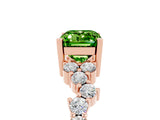Rose gold Emerald Cut Peridot Scattered Round Accent Ring with Prong Setting_17