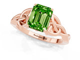 Rose gold Emerald Cut Peridot Solitaire Celtic Knot Ring with Four-Prong Setting_13