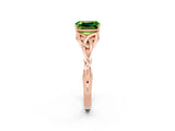 Rose gold Emerald Cut Peridot Solitaire Celtic Knot Ring with Four-Prong Setting_14