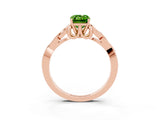 Rose gold Emerald Cut Peridot Solitaire Celtic Knot Ring with Four-Prong Setting_15
