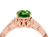 Rose gold Emerald Cut Peridot Solitaire Celtic Knot Ring with Four-Prong Setting_16