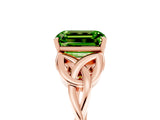 Rose gold Emerald Cut Peridot Solitaire Celtic Knot Ring with Four-Prong Setting_17