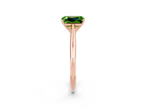 Rose gold Emerald Cut Peridot Solitaire Engagement Ring with Cathedral Setting and Four-Prong Mount_14