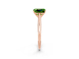 Rose gold Emerald Cut Peridot Solitaire Engagement Ring with Cathedral Setting and Four-Prong Mount_26