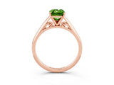 Rose gold Emerald Cut Peridot Solitaire Engagement Ring with Cathedral Setting and Four-Prong Mount_27