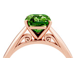 Rose gold Emerald Cut Peridot Solitaire Engagement Ring with Cathedral Setting and Four-Prong Mount_28