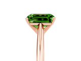 Rose gold Emerald Cut Peridot Solitaire Engagement Ring with Cathedral Setting and Four-Prong Mount_29