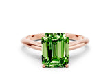 Rose gold Emerald Cut Peridot Solitaire Engagement Ring with Cathedral Setting and Four-Prong Mount_66