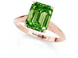 Rose gold Emerald Cut Peridot Solitaire Engagement Ring with Cathedral Setting and Four-Prong Mount_67