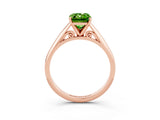 Rose gold Emerald Cut Peridot Solitaire Engagement Ring with Cathedral Setting and Four-Prong Mount_69