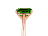 Rose gold Emerald Cut Peridot Solitaire Engagement Ring with Cathedral Setting and Four-Prong Mount_71