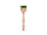 Rose gold Emerald Cut Peridot Solitaire Engagement Ring with Celtic Knot Band and Four-Prong Setting_2