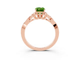 Rose gold Emerald Cut Peridot Solitaire Engagement Ring with Celtic Knot Band and Four-Prong Setting_3