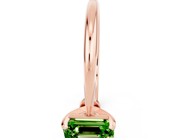 Rose gold Emerald Cut Peridot Solitaire Engagement Ring with Classic Band and Four-Prong Setting