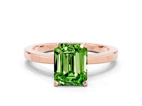 Rose gold Emerald Cut Peridot Solitaire Engagement Ring with Classic Band and Four-Prong Setting_24