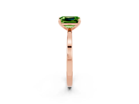 Rose gold Emerald Cut Peridot Solitaire Engagement Ring with Classic Band and Four-Prong Setting_26
