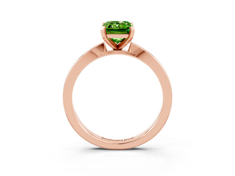 Rose gold Emerald Cut Peridot Solitaire Engagement Ring with Classic Band and Four-Prong Setting_27