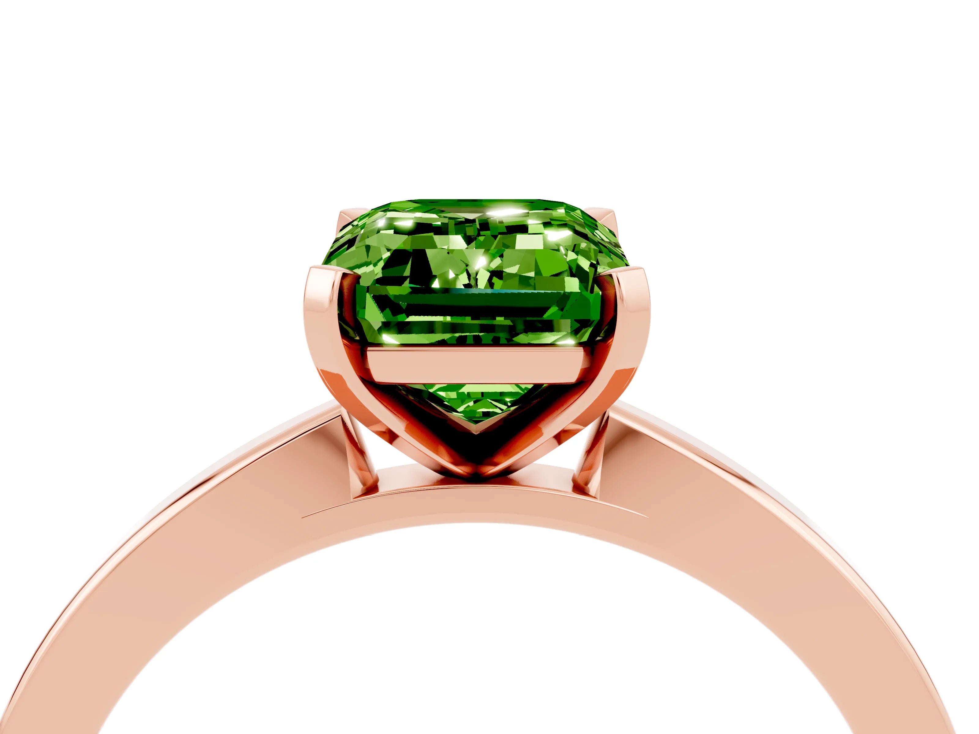 Rose gold Emerald Cut Peridot Solitaire Engagement Ring with Classic Band and Four-Prong Setting_28