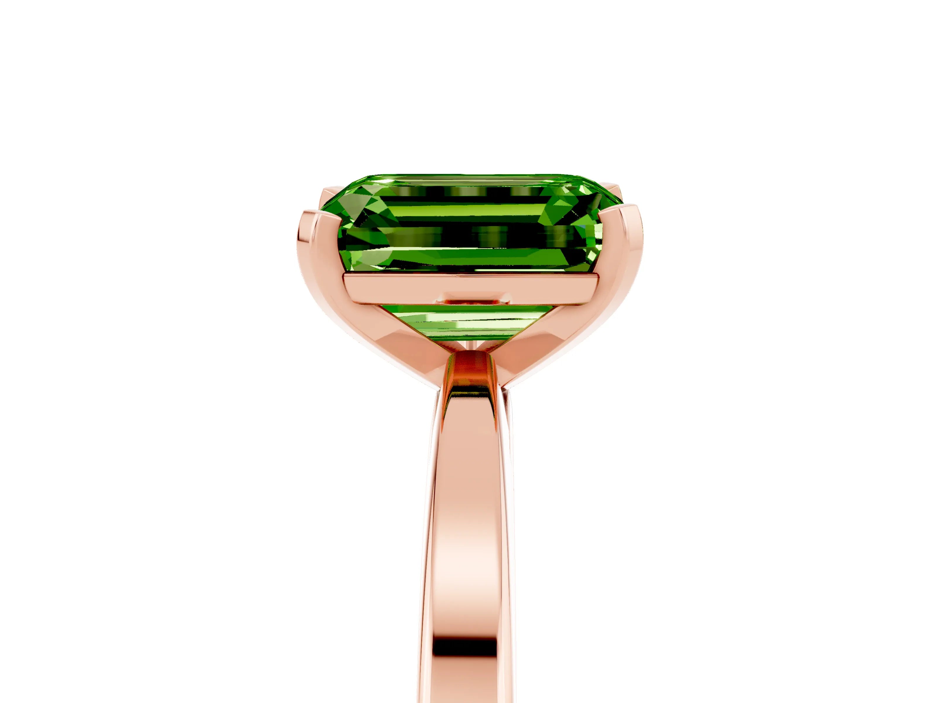 Rose gold Emerald Cut Peridot Solitaire Engagement Ring with Classic Band and Four-Prong Setting_29