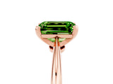 Rose gold Emerald Cut Peridot Solitaire Engagement Ring with Classic Band and Four-Prong Setting_29