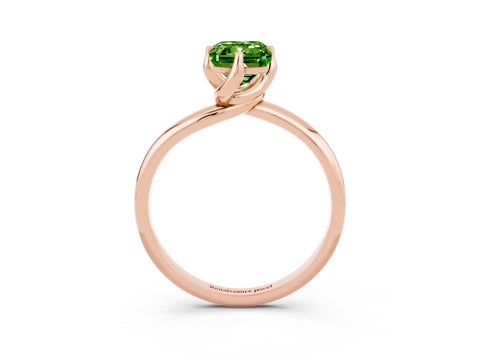 Rose gold Emerald Cut Peridot Solitaire Engagement Ring with Four-Prong Setting and Classic Band_15