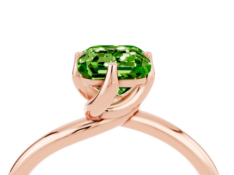 Rose gold Emerald Cut Peridot Solitaire Engagement Ring with Four-Prong Setting and Classic Band_16