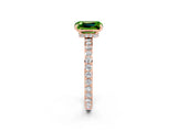 Rose gold Emerald Cut Peridot Solitaire Engagement Ring with Pavé Band and Four-Prong Setting_2