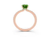 Rose gold Emerald Cut Peridot Solitaire Engagement Ring with Pavé Band and Four-Prong Setting_3