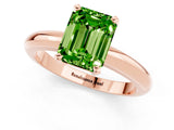 Rose gold Emerald Cut Peridot Solitaire Engagement Ring with Round Band and Four-Prong Setting_1