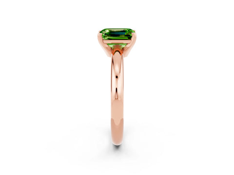 Rose gold Emerald Cut Peridot Solitaire Engagement Ring with Round Band and Four-Prong Setting_2