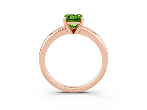 Rose gold Emerald Cut Peridot Solitaire Engagement Ring with Round Band and Four-Prong Setting_3