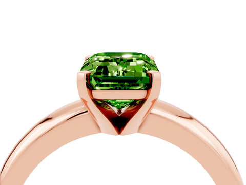 Rose gold Emerald Cut Peridot Solitaire Engagement Ring with Round Band and Four-Prong Setting_4