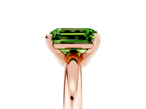 Rose gold Emerald Cut Peridot Solitaire Engagement Ring with Round Band and Four-Prong Setting_5