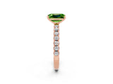 Rose gold Emerald Cut Peridot Solitaire Pavé Band with Four-Prong Setting_2