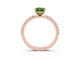 Rose gold Emerald Cut Peridot Solitaire Pavé Band with Four-Prong Setting_3