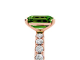 Rose gold Emerald Cut Peridot Solitaire Pavé Band with Four-Prong Setting_5