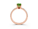 Rose gold Emerald Cut Peridot Solitaire Pavé Engagement Ring with Round Band and Prong Setting_15