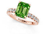Rose gold Emerald Cut Peridot Solitaire Pavé Engagement Ring with Round Band and Prong Setting_67