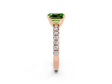 Rose gold Emerald Cut Peridot Solitaire Pavé Engagement Ring with Round Band and Prong Setting_68